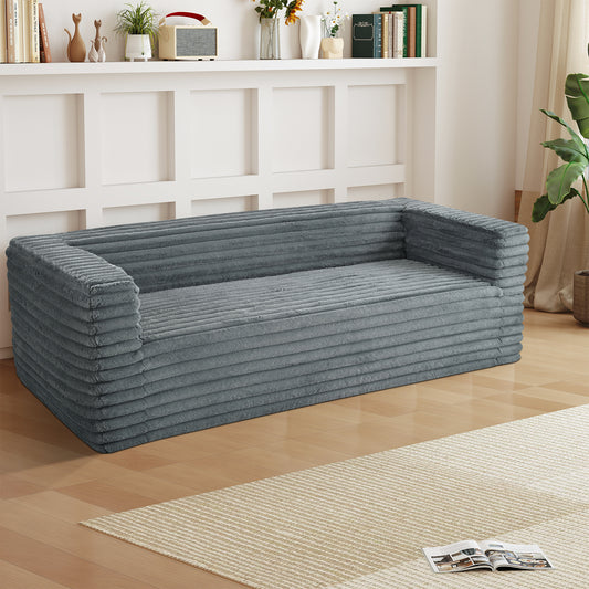 89" Sofa Couch, 3-Seater Modern Sofas with Deep Seat, Minimalist Upholstered Couches for Living Room, Bedroom, Apartment, All in One Box, No Assembly Required, Grey