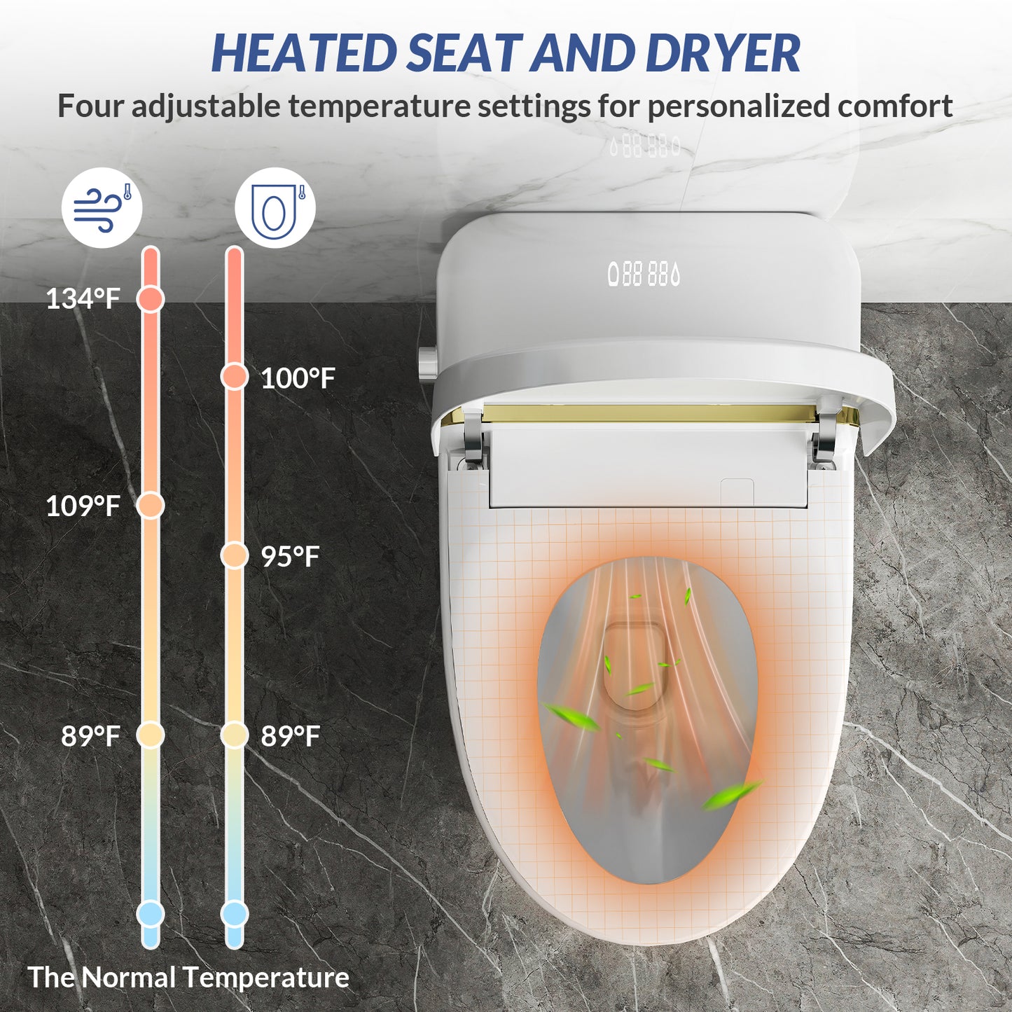 Smart Toilet, One Piece Toilet with Bidet Built In, Elongated Tankless Toilet with Heated Toilet Seat, Foot Sensor Operation, Auto Flush, Night Light, Remote Control