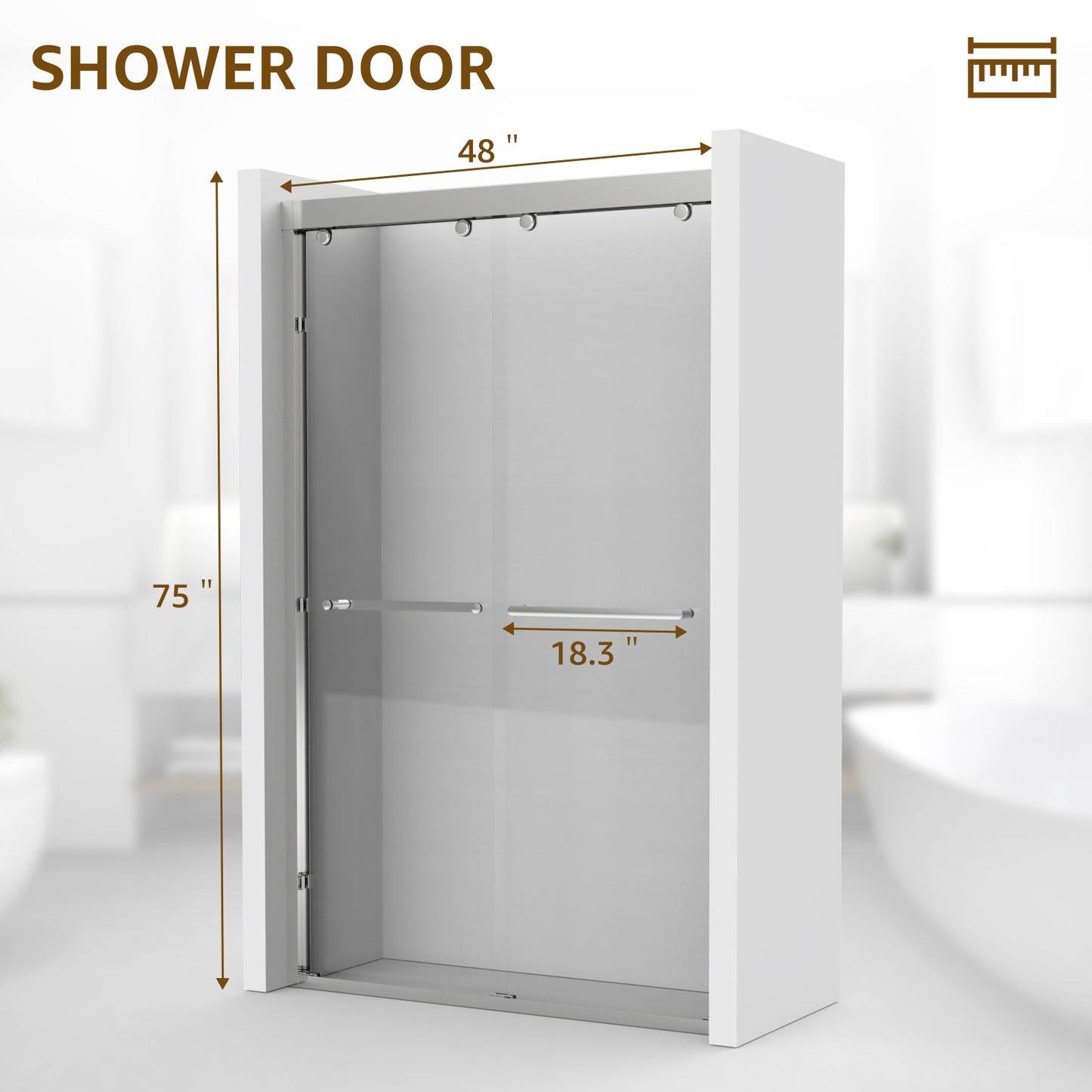 Double Sliding Shower Door, 44-48" W x 75" H Framed Shower Door 5/16"(8mm) Clear Tempered Glass, Aluminium Alloy Frame, Noiseless Sliding Shower Door in Stylish and Modern, Matte Silver