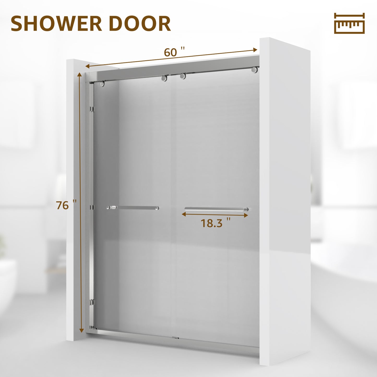 Double Sliding Shower Door, 56-60" W x 76" H Framed Shower Door 5/16"(8mm) Clear Tempered Glass, Aluminium Alloy Frame, Noiseless Sliding Shower Door in Stylish and Modern, Matte Silver