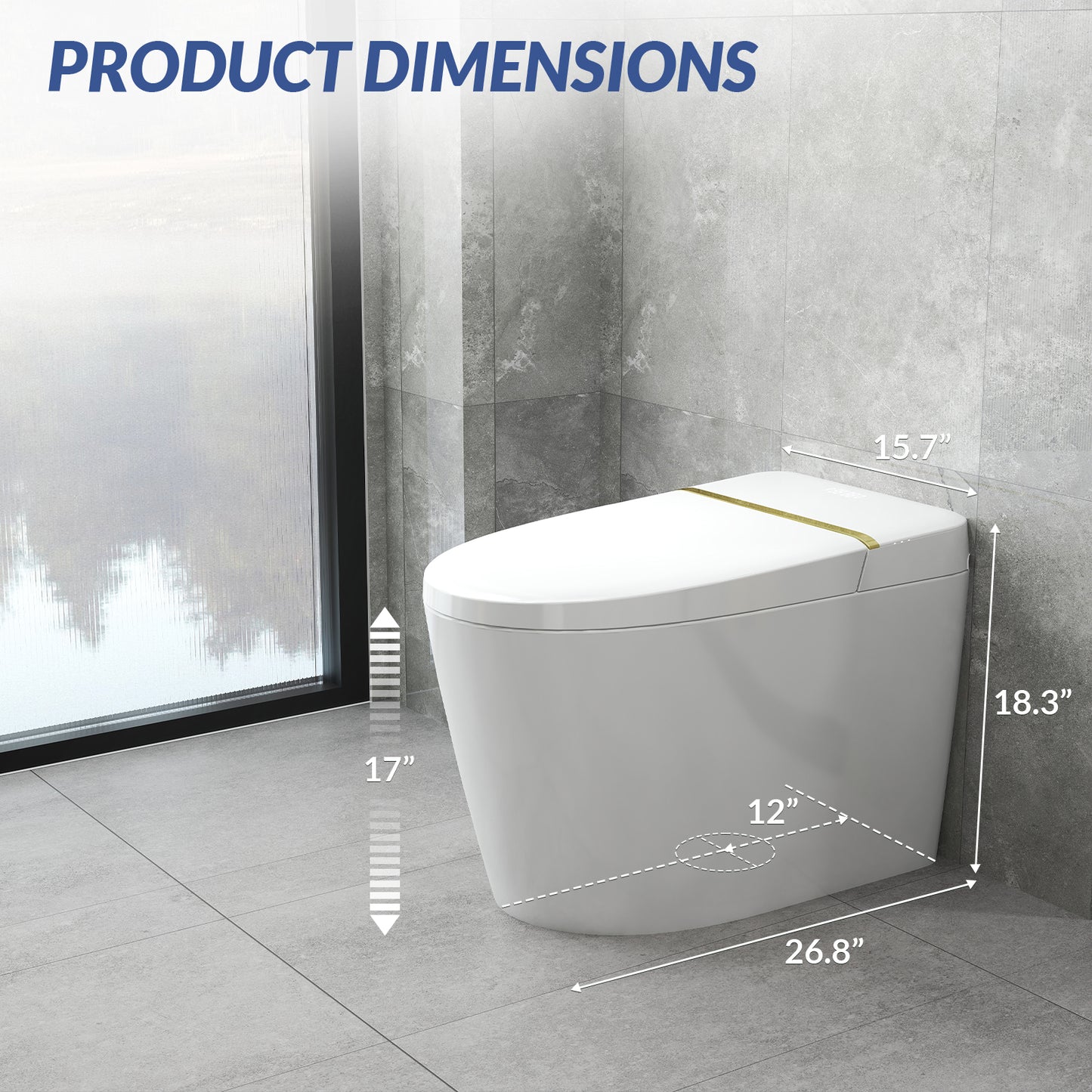 Smart Toilet, One Piece Toilet with Bidet Built In, Elongated Tankless Toilet with Heated Toilet Seat, Foot Sensor Operation, Auto Flush, Night Light, Remote Control