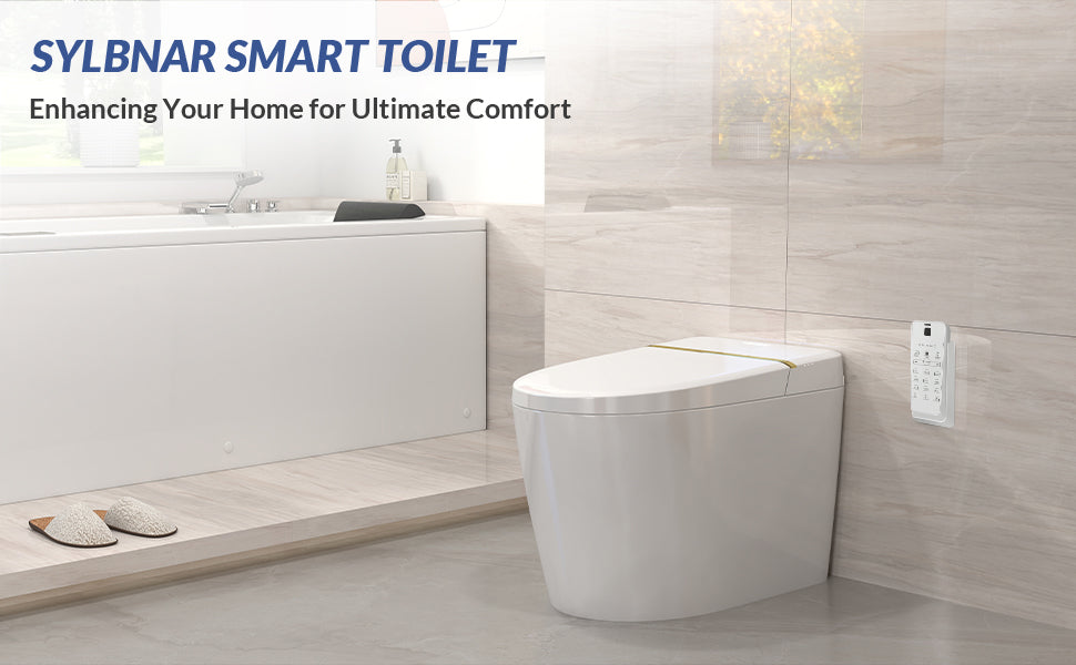 Smart Toilet, One Piece Toilet with Bidet Built In, Elongated Tankless Toilet with Heated Toilet Seat, Foot Sensor Operation, Auto Flush, Night Light, Remote Control